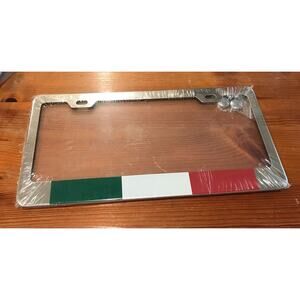 Italian Flag License Plate Frame New In Packaging complete With Hardware